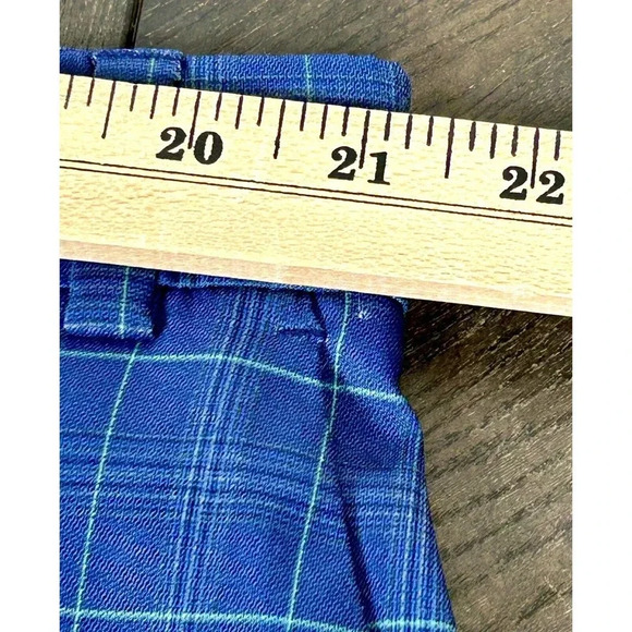Callaway Golf Shorts Flat Front Comfort Waist Stretch Blue Plaid Men's 42 - Picture 8 of 11